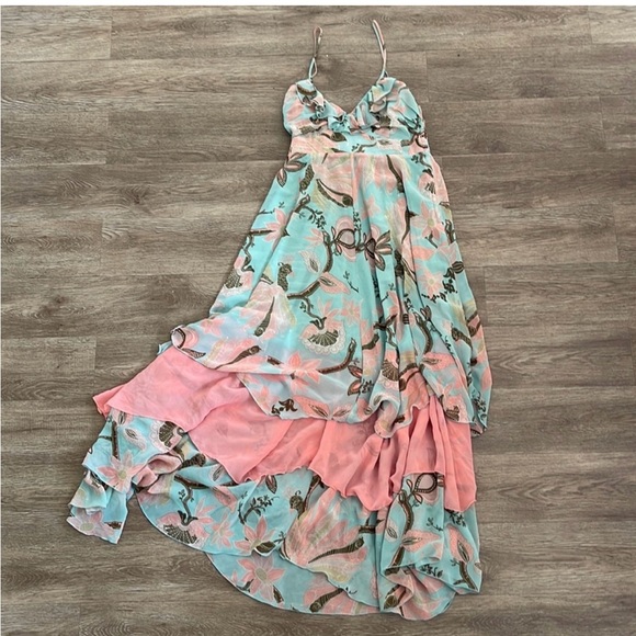 Beautiful mint and pink boho style  layered dress - Picture 1 of 7